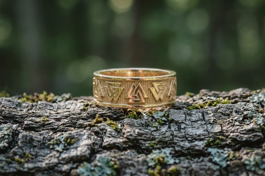 vkngjewelry Ring Handcrafted Valknut Norse Band Gold Ring