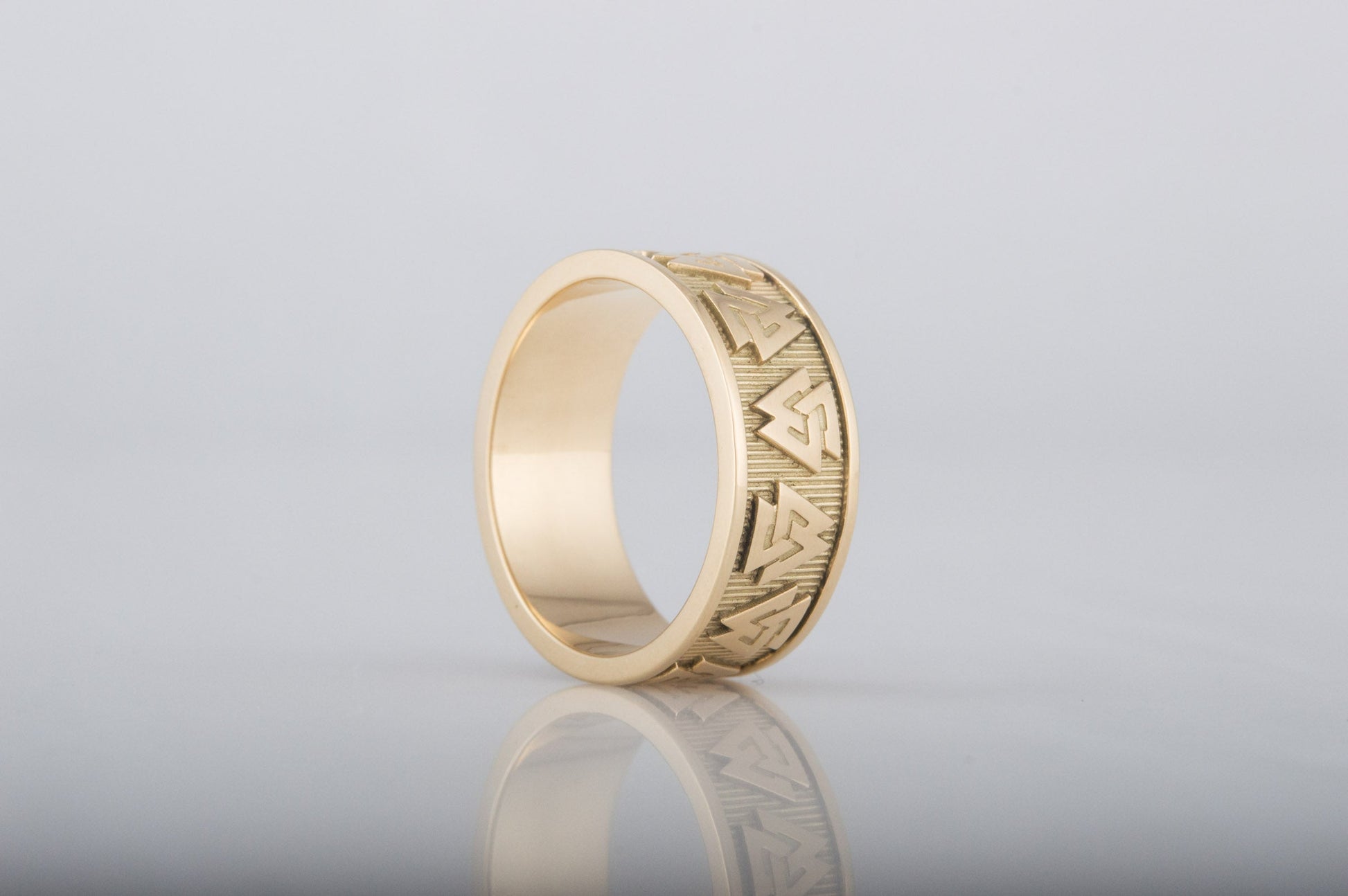 vkngjewelry Ring Handcrafted Valknut Norse Band Gold Ring