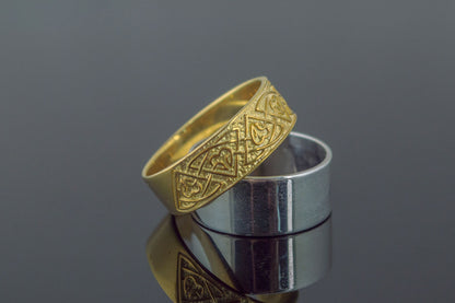 vkngjewelry Ring Handcrafted Valknut Norse Ornament Gold Ring