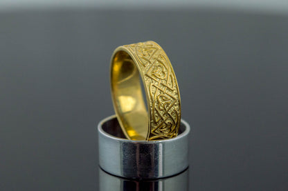vkngjewelry Ring Handcrafted Valknut Norse Ornament Gold Ring