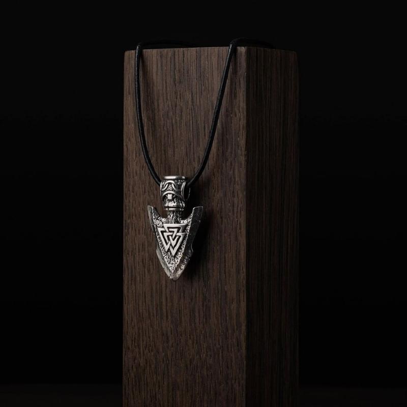 vkngjewelry Necklace Valknut Odin's Spear Gungnir Sterling Silver