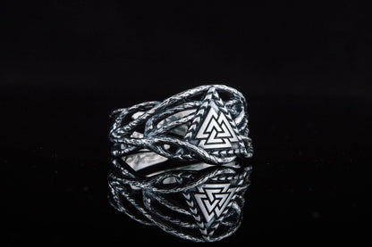 vkngjewelry Ring Handcrafted Valknut Sterling Silver Ring