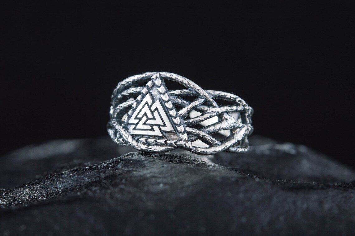 vkngjewelry Ring Handcrafted Valknut Sterling Silver Ring