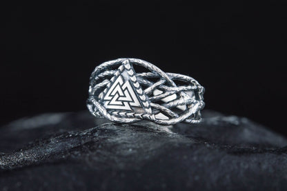 vkngjewelry Ring Handcrafted Valknut Sterling Silver Ring