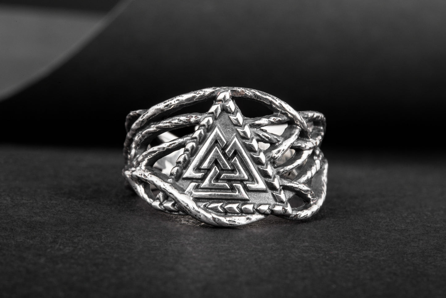 vkngjewelry Ring Handcrafted Valknut Sterling Silver Ring