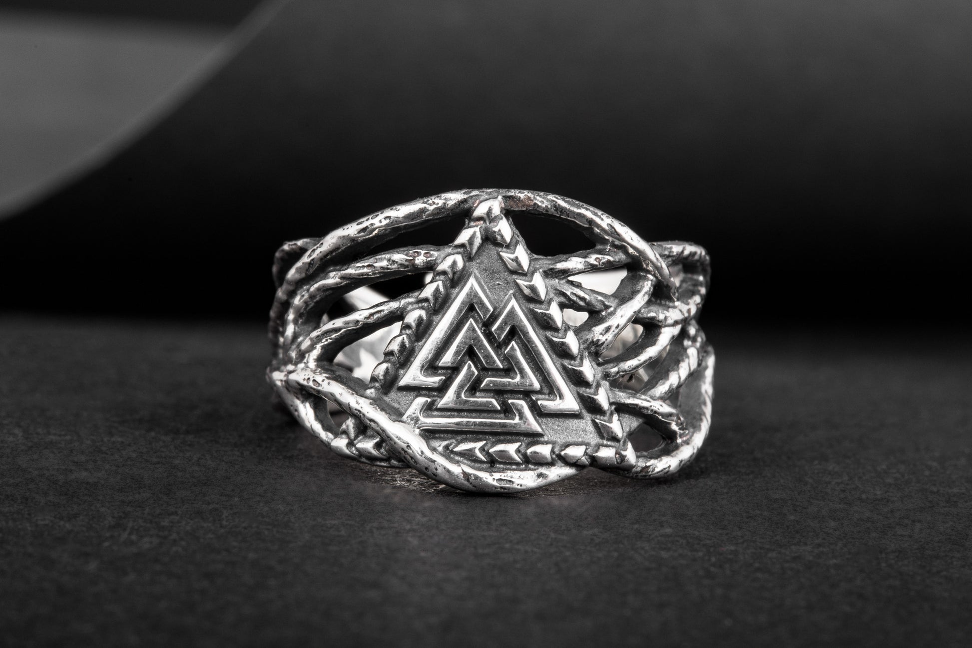 vkngjewelry Ring Handcrafted Valknut Sterling Silver Ring