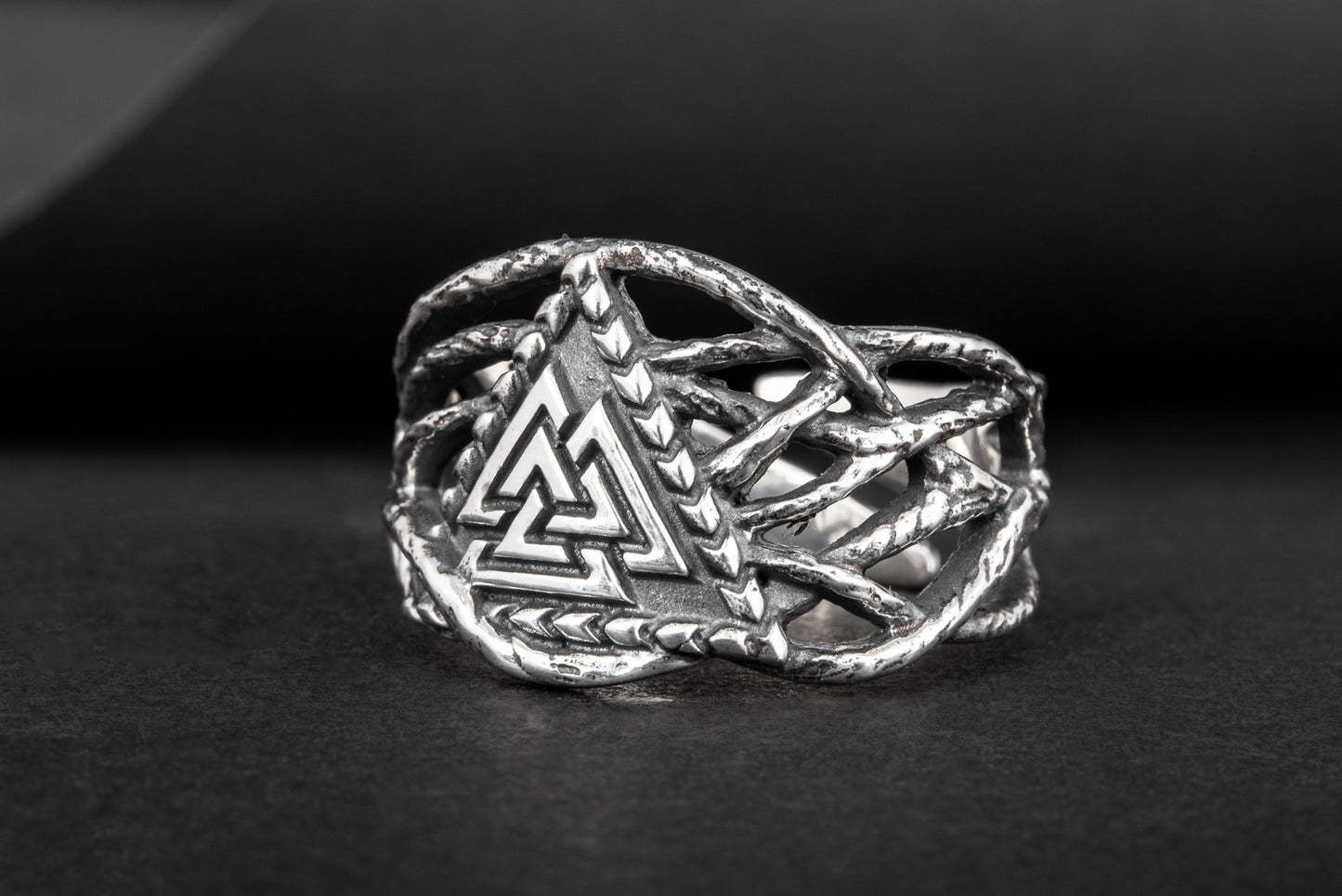vkngjewelry Ring Handcrafted Valknut Sterling Silver Ring