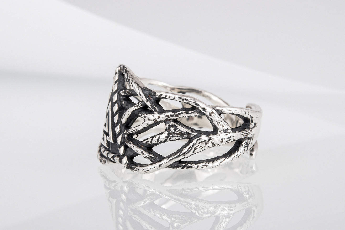 vkngjewelry Ring Handcrafted Valknut Sterling Silver Ring