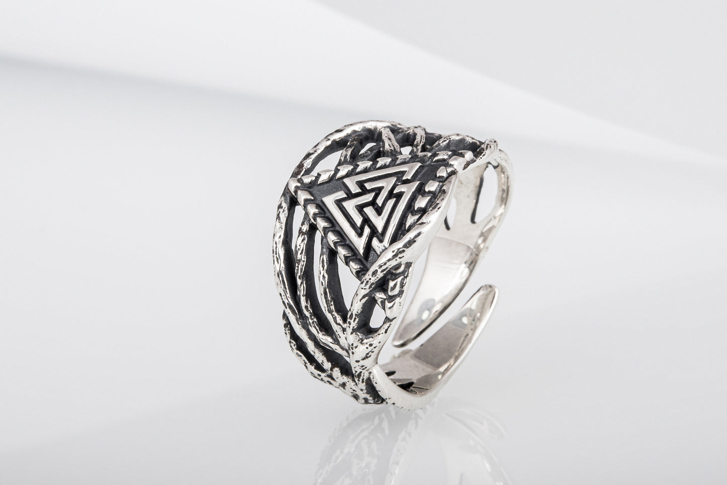 vkngjewelry Ring Handcrafted Valknut Sterling Silver Ring