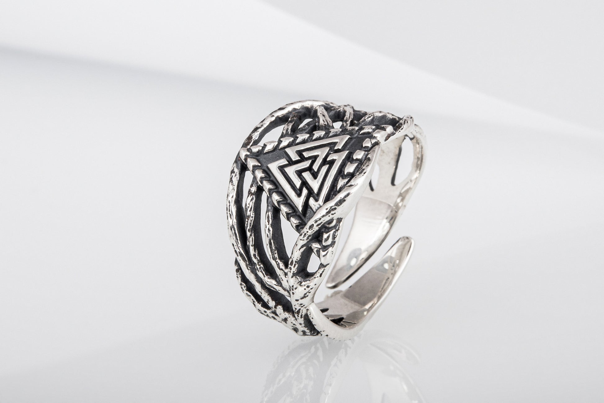 vkngjewelry Ring Handcrafted Valknut Sterling Silver Ring