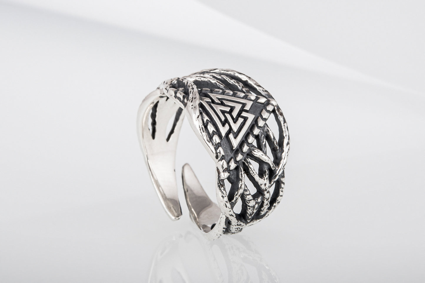 vkngjewelry Ring Handcrafted Valknut Sterling Silver Ring