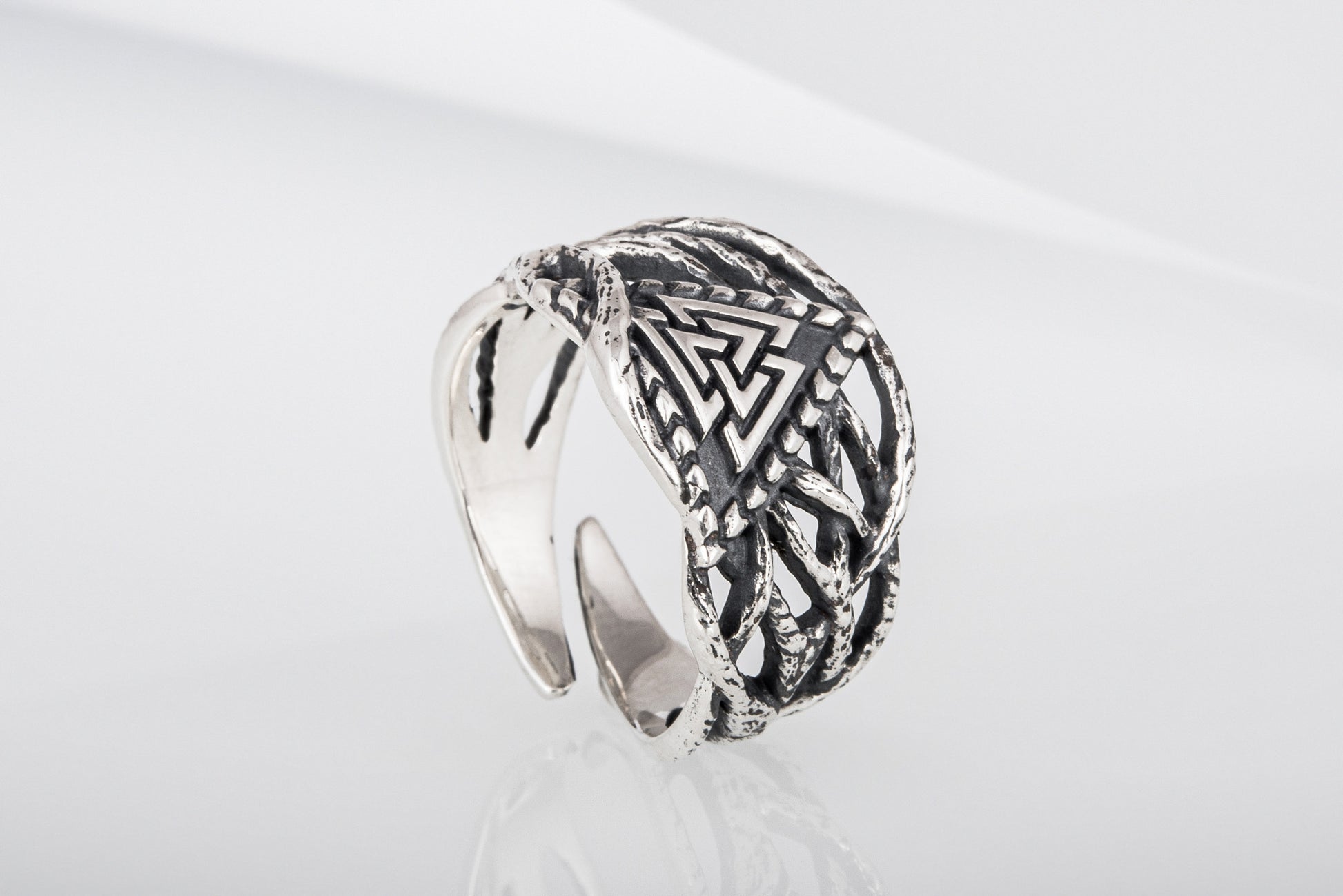 vkngjewelry Ring Handcrafted Valknut Sterling Silver Ring