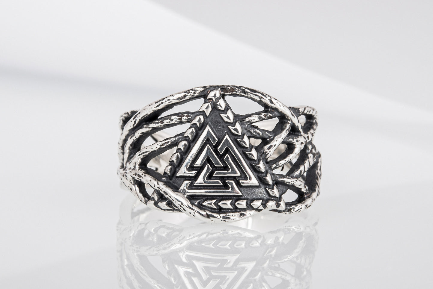 vkngjewelry Ring Handcrafted Valknut Sterling Silver Ring