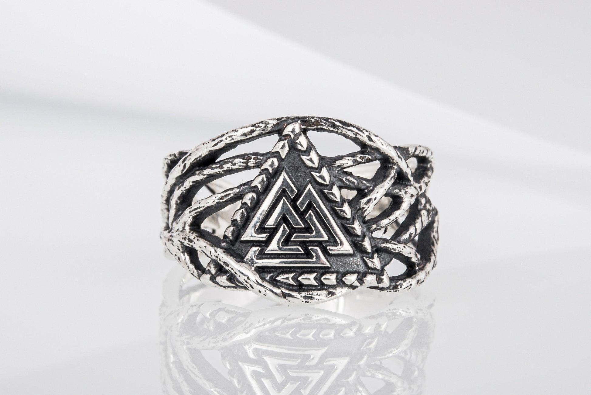 vkngjewelry Ring Handcrafted Valknut Sterling Silver Ring