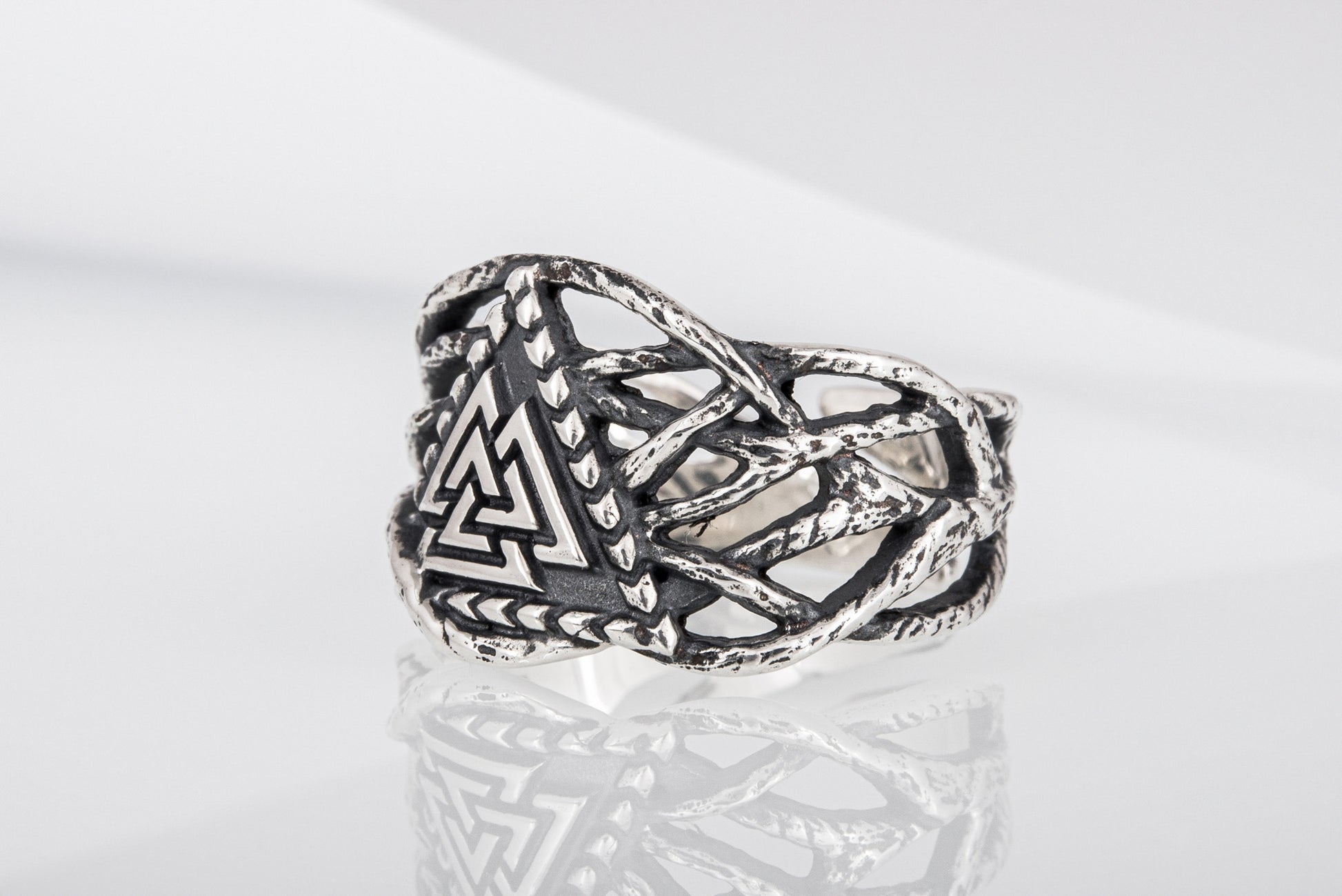 vkngjewelry Ring Handcrafted Valknut Sterling Silver Ring