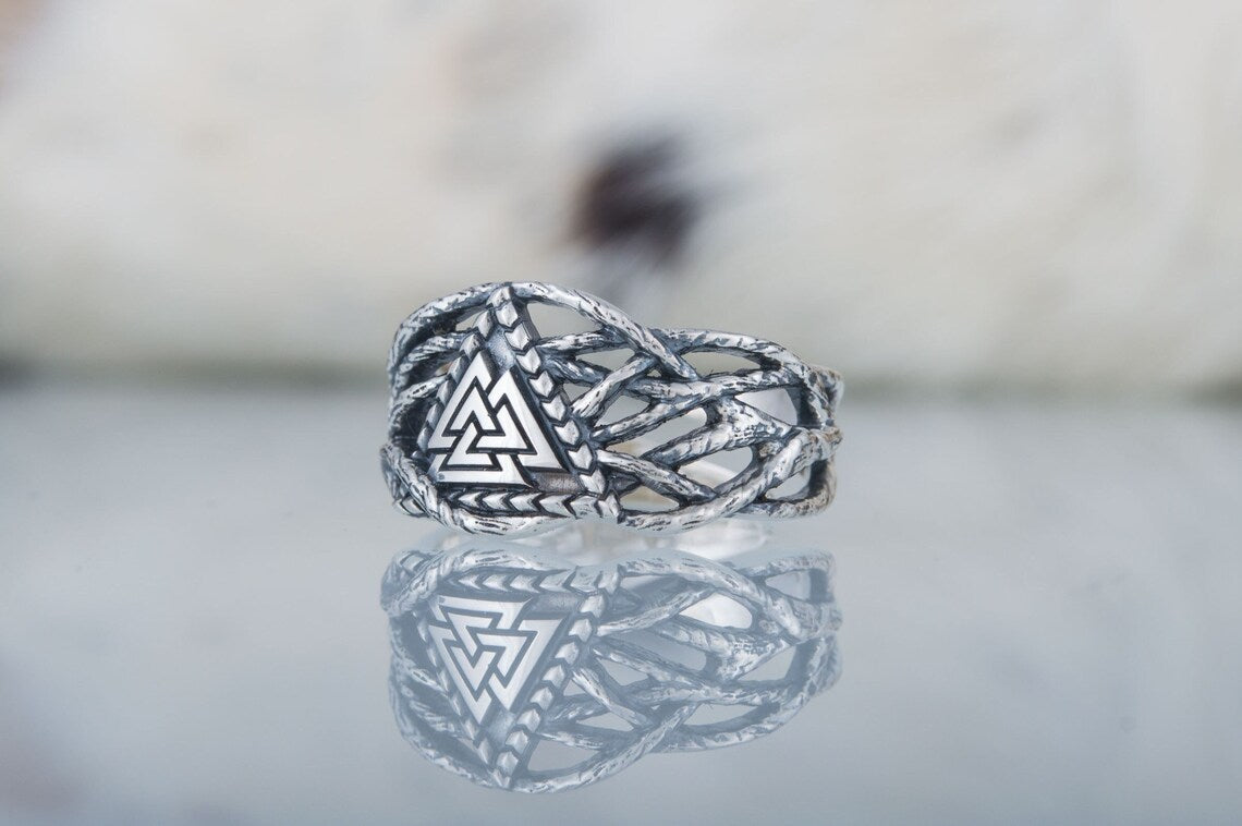 vkngjewelry Ring Handcrafted Valknut Sterling Silver Ring