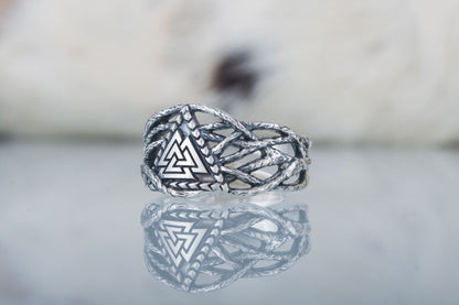 vkngjewelry Ring Handcrafted Valknut Sterling Silver Ring