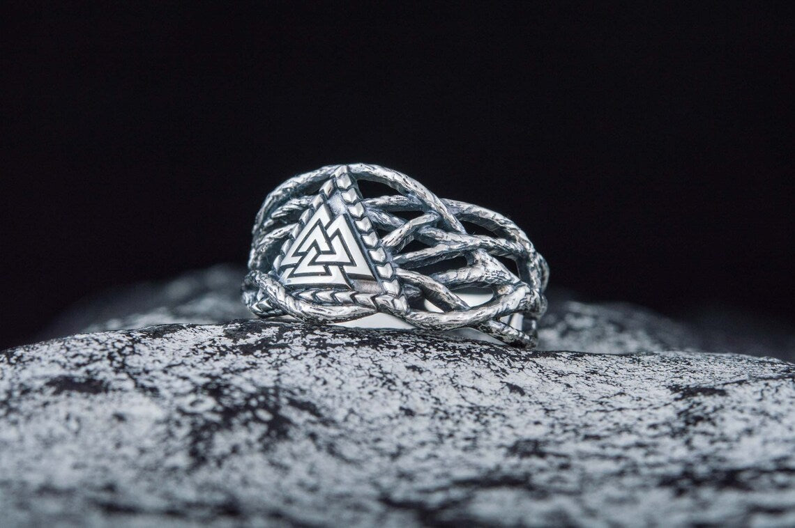 vkngjewelry Ring Handcrafted Valknut Sterling Silver Ring