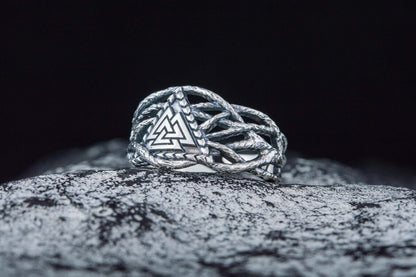 vkngjewelry Ring Handcrafted Valknut Sterling Silver Ring