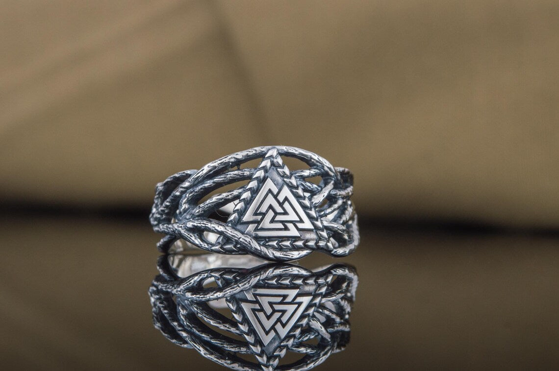 vkngjewelry Ring Handcrafted Valknut Sterling Silver Ring