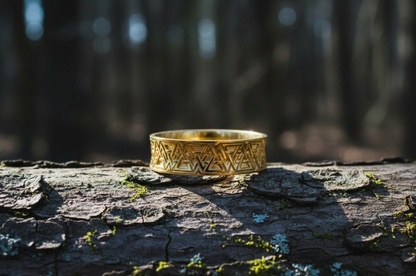 vkngjewelry Ring Handcrafted Valknut Symbol Inside Runes Gold Ring