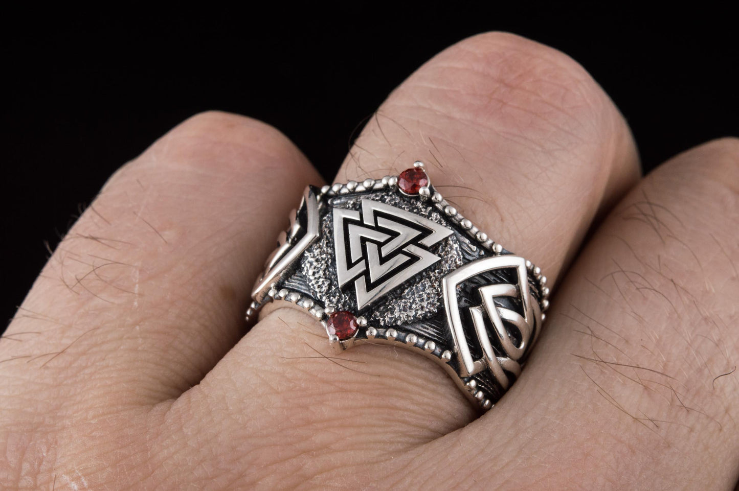 vkngjewelry Ring Handcrafted Valknut Symbol Norse Ornament Sterling Silver Ring