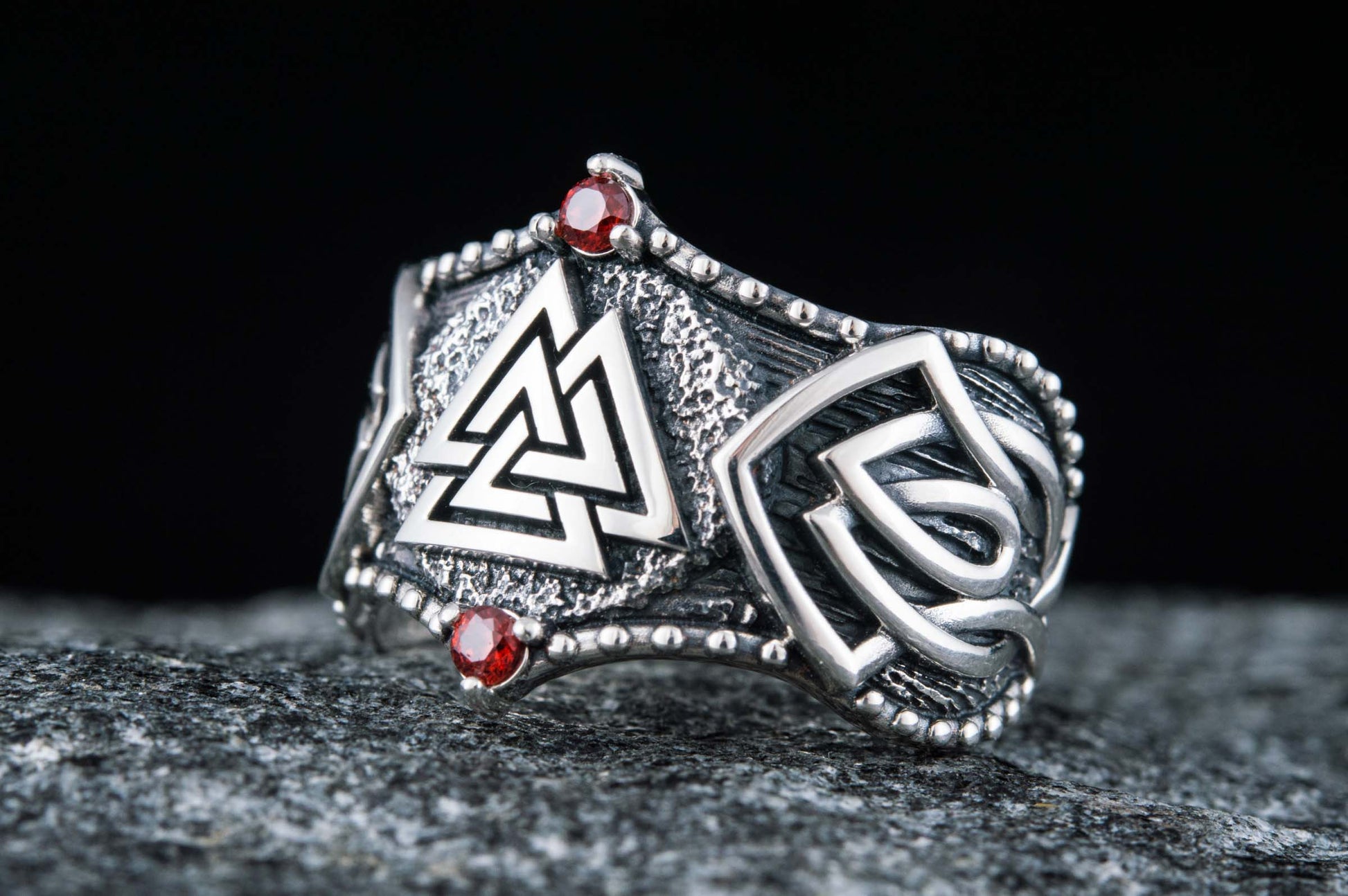 vkngjewelry Ring Handcrafted Valknut Symbol Norse Ornament Sterling Silver Ring
