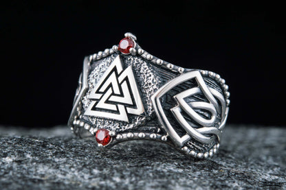 vkngjewelry Ring Handcrafted Valknut Symbol Norse Ornament Sterling Silver Ring