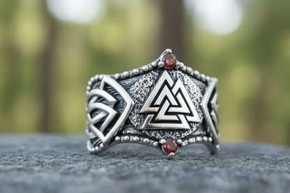 vkngjewelry Ring Handcrafted Valknut Symbol Norse Ornament Sterling Silver Ring