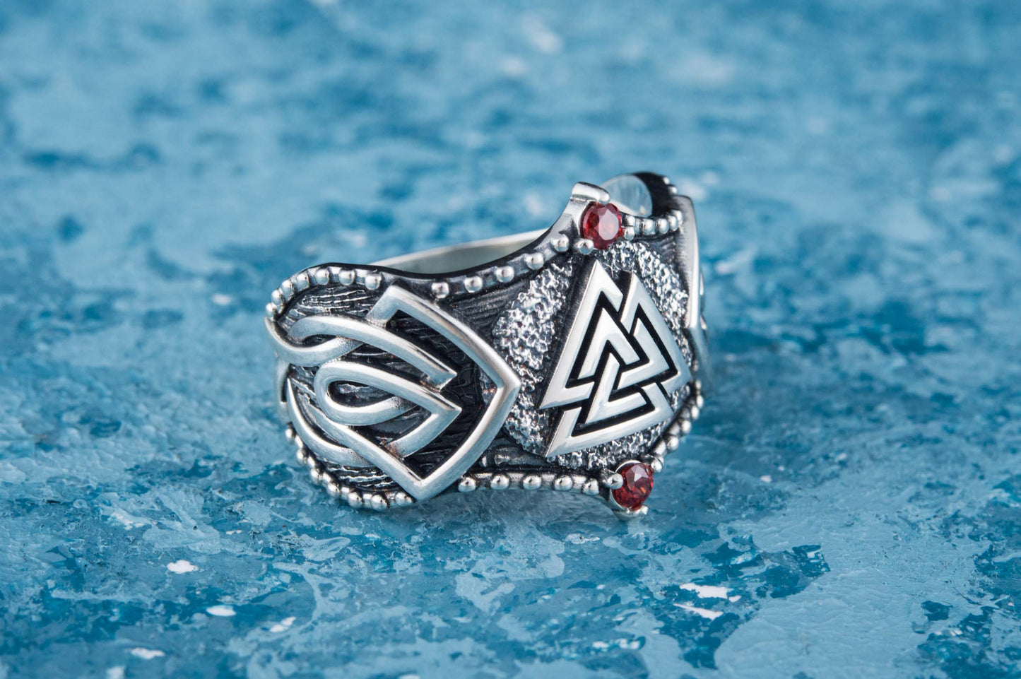 vkngjewelry Ring Handcrafted Valknut Symbol Norse Ornament Sterling Silver Ring