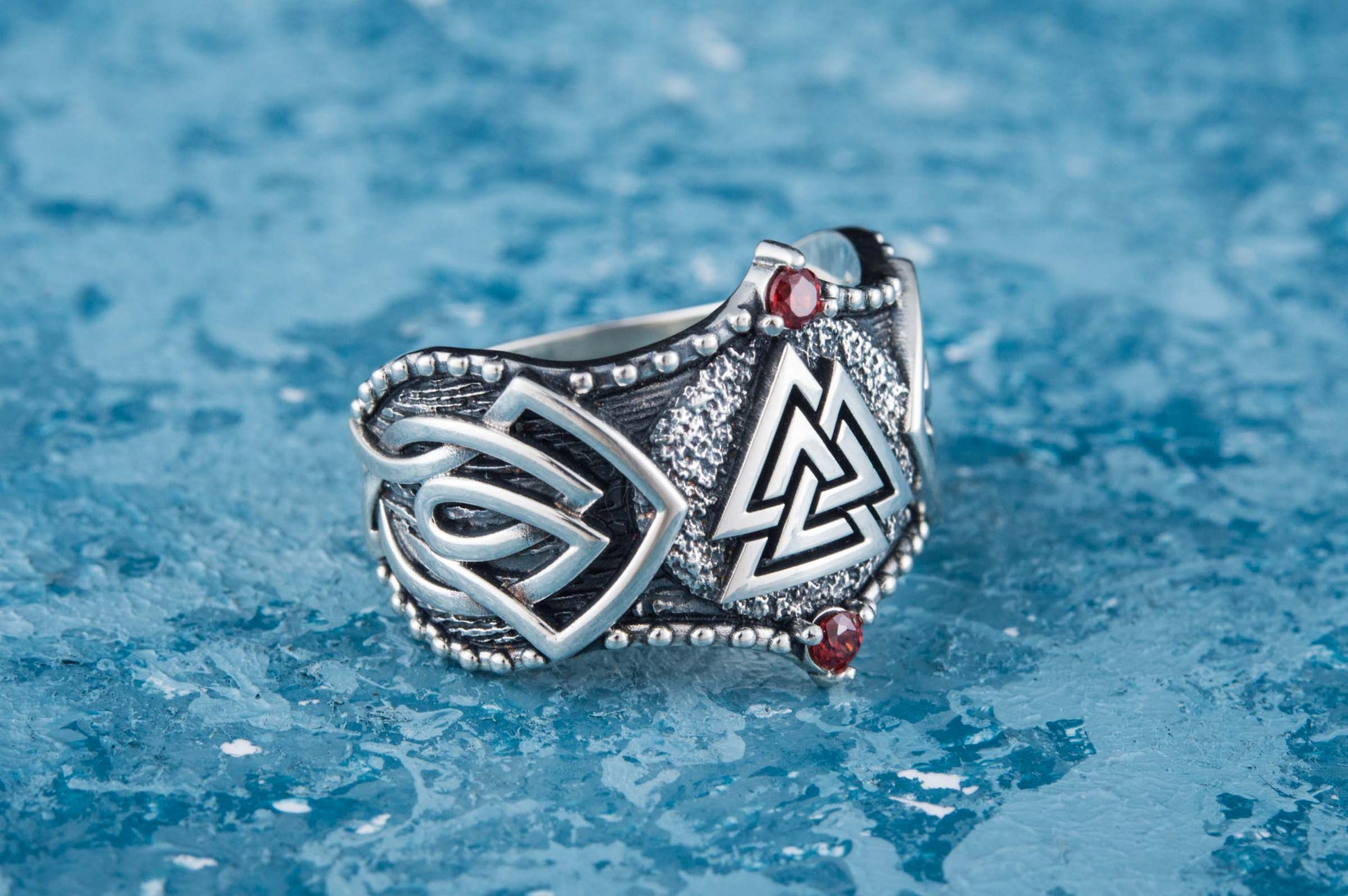vkngjewelry Ring Handcrafted Valknut Symbol Norse Ornament Sterling Silver Ring