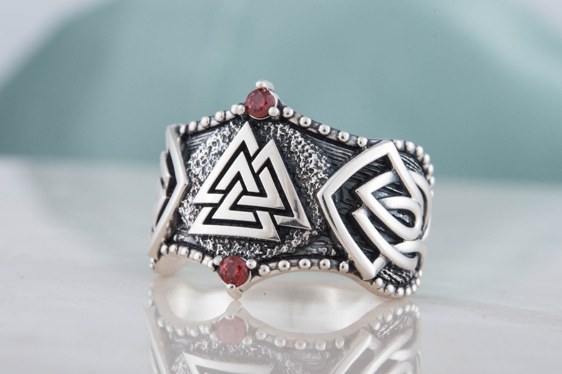 vkngjewelry Ring Handcrafted Valknut Symbol Norse Ornament Sterling Silver Ring