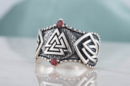 vkngjewelry Ring Handcrafted Valknut Symbol Norse Ornament Sterling Silver Ring