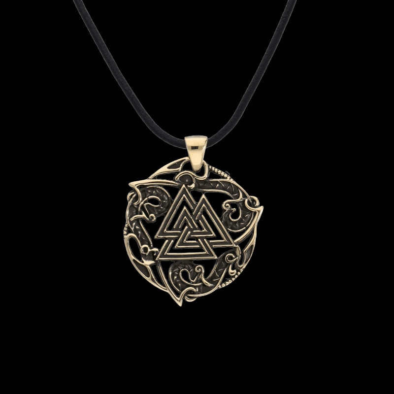 vkngjewelry Pendant Handcrafted Valknut Symbol Ornament Bronze Pendant