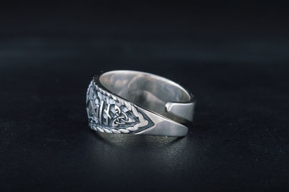vkngjewelry Ring Handcrafted Valknut Symbol With HAIL ODIN Runes Sterling Silver Ring
