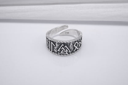 vkngjewelry Ring Handcrafted Valknut Symbol With HAIL ODIN Runes Sterling Silver Ring