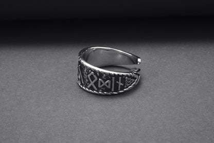 vkngjewelry Ring Handcrafted Valknut Symbol With HAIL ODIN Runes Sterling Silver Ring
