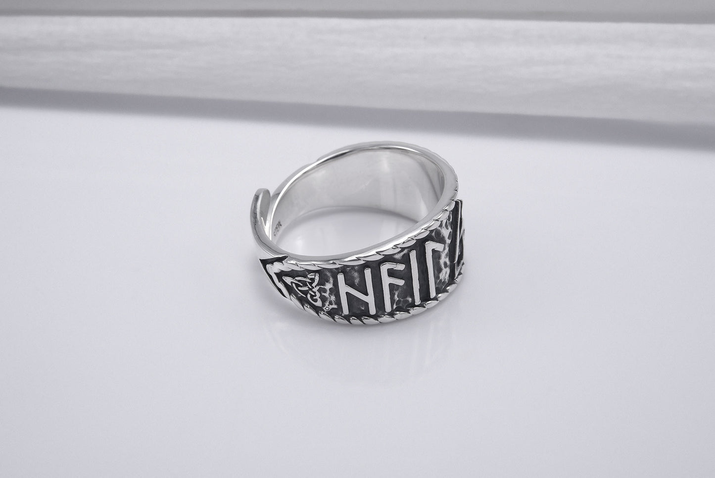vkngjewelry Ring Handcrafted Valknut Symbol With HAIL ODIN Runes Sterling Silver Ring