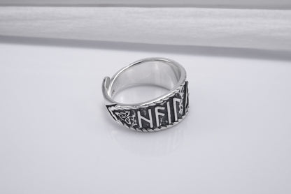 vkngjewelry Ring Handcrafted Valknut Symbol With HAIL ODIN Runes Sterling Silver Ring