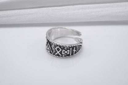 vkngjewelry Ring Handcrafted Valknut Symbol With HAIL ODIN Runes Sterling Silver Ring