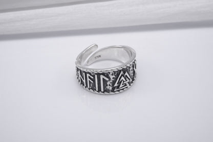 vkngjewelry Ring Handcrafted Valknut Symbol With HAIL ODIN Runes Sterling Silver Ring