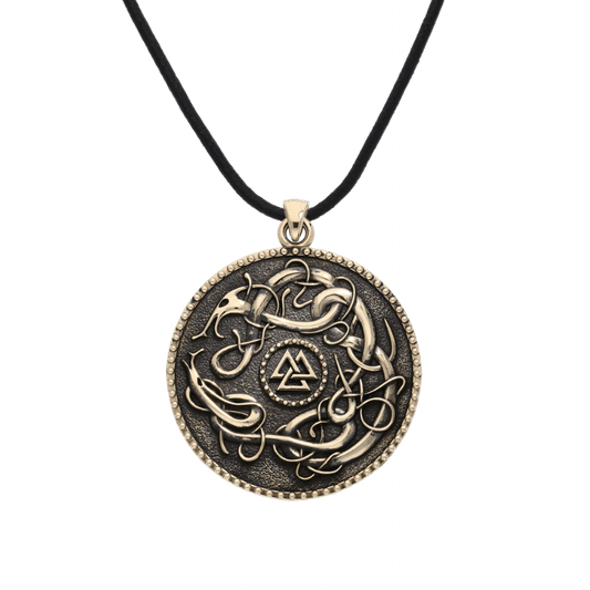 vkngjewelry Pendant Valknut Urnes Style Large Bronze Amulet