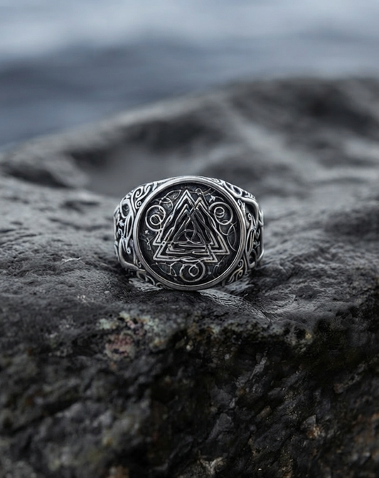 vkngjewelry Ring Handcrafted Valknut Urnes Style Sterling Silver Ring