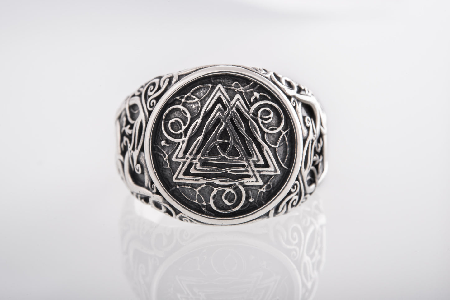 vkngjewelry Ring Handcrafted Valknut Urnes Style Sterling Silver Ring