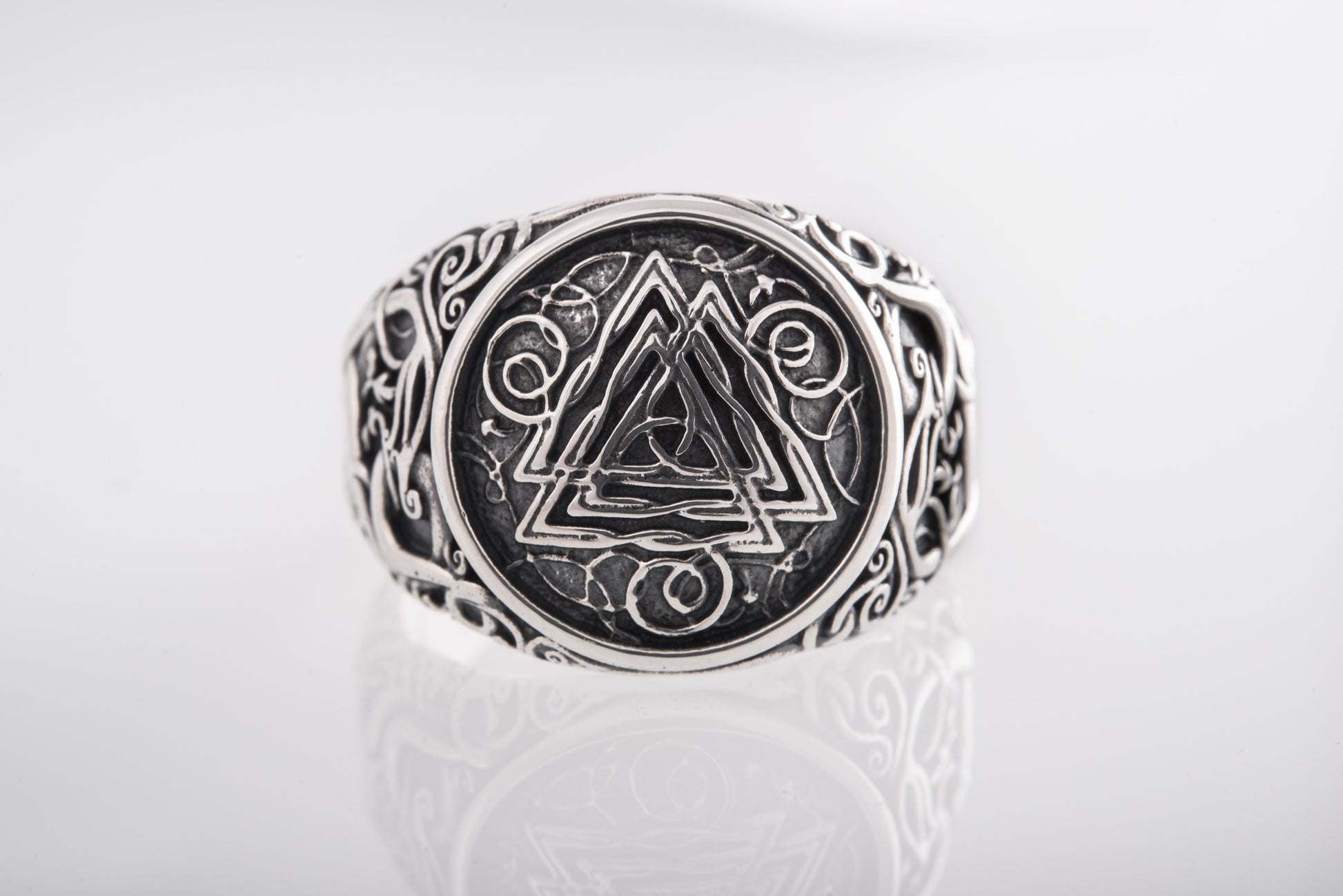 vkngjewelry Ring Handcrafted Valknut Urnes Style Sterling Silver Ring