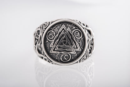 vkngjewelry Ring Handcrafted Valknut Urnes Style Sterling Silver Ring