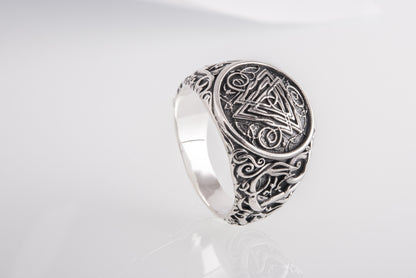 vkngjewelry Ring Handcrafted Valknut Urnes Style Sterling Silver Ring