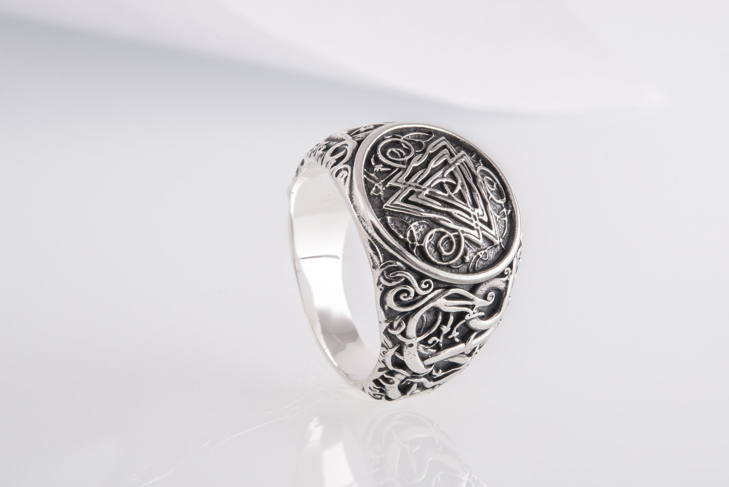 vkngjewelry Ring Handcrafted Valknut Urnes Style Sterling Silver Ring