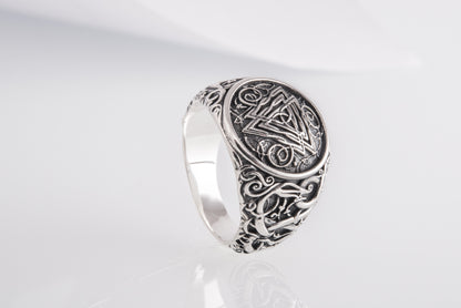 vkngjewelry Ring Handcrafted Valknut Urnes Style Sterling Silver Ring