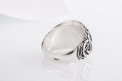 vkngjewelry Ring Handcrafted Valknut Urnes Style Sterling Silver Ring